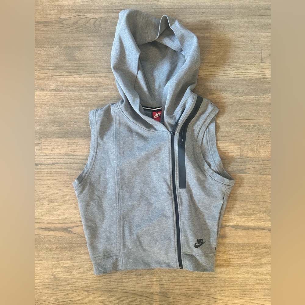 Nike Tech Fleece Vest Hoodie-Size Medium-Gray/Black